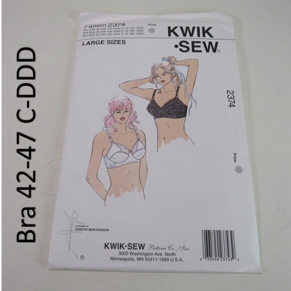 Kwik Sew 2374 sewing pattern size 42 to 47 C-DDD bra UNCUT - Picture 2 of 6